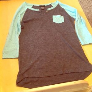 Blue and Grey baseball tee